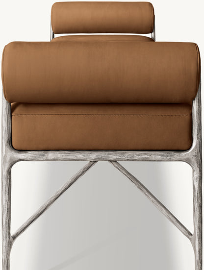Thaddeus Leather Double Bolster End-of-Bed Bench