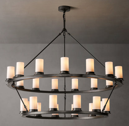 Ondra Round Two-Tier Milk Glass Chandelier 48"