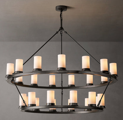 Ondra Round Two-Tier Milk Glass Chandelier 48"