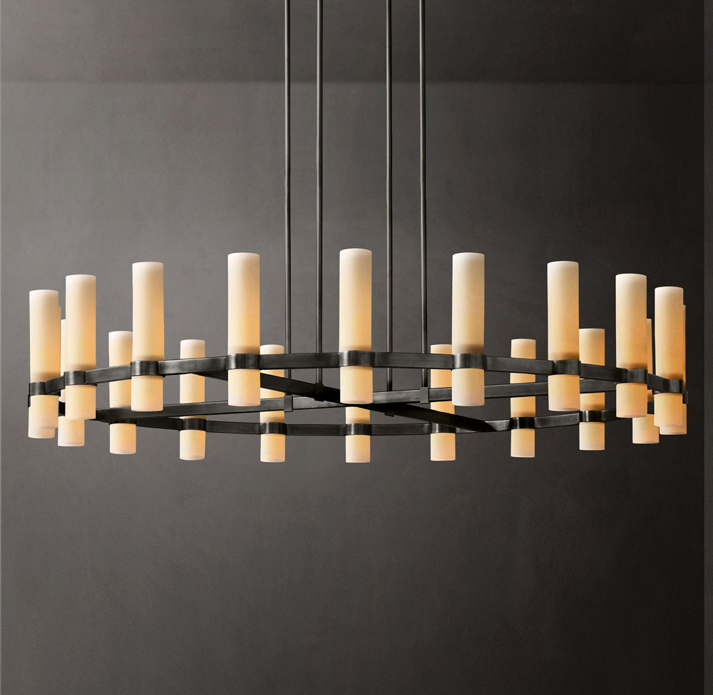 Ravelle Round Milk Glass Chandelier 60"