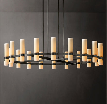 Ravelle Round Milk Glass Chandelier 60"