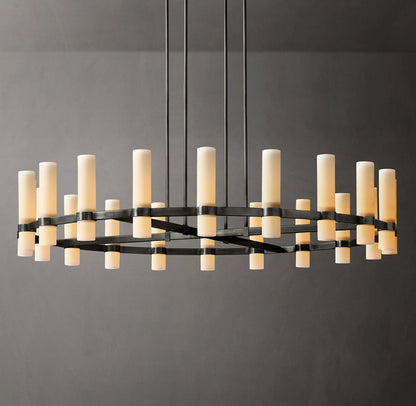 Ravelle Round Milk Glass Chandelier 60"