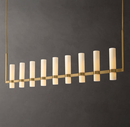 Ravelle Linear Milk Glass Chandelier 71"