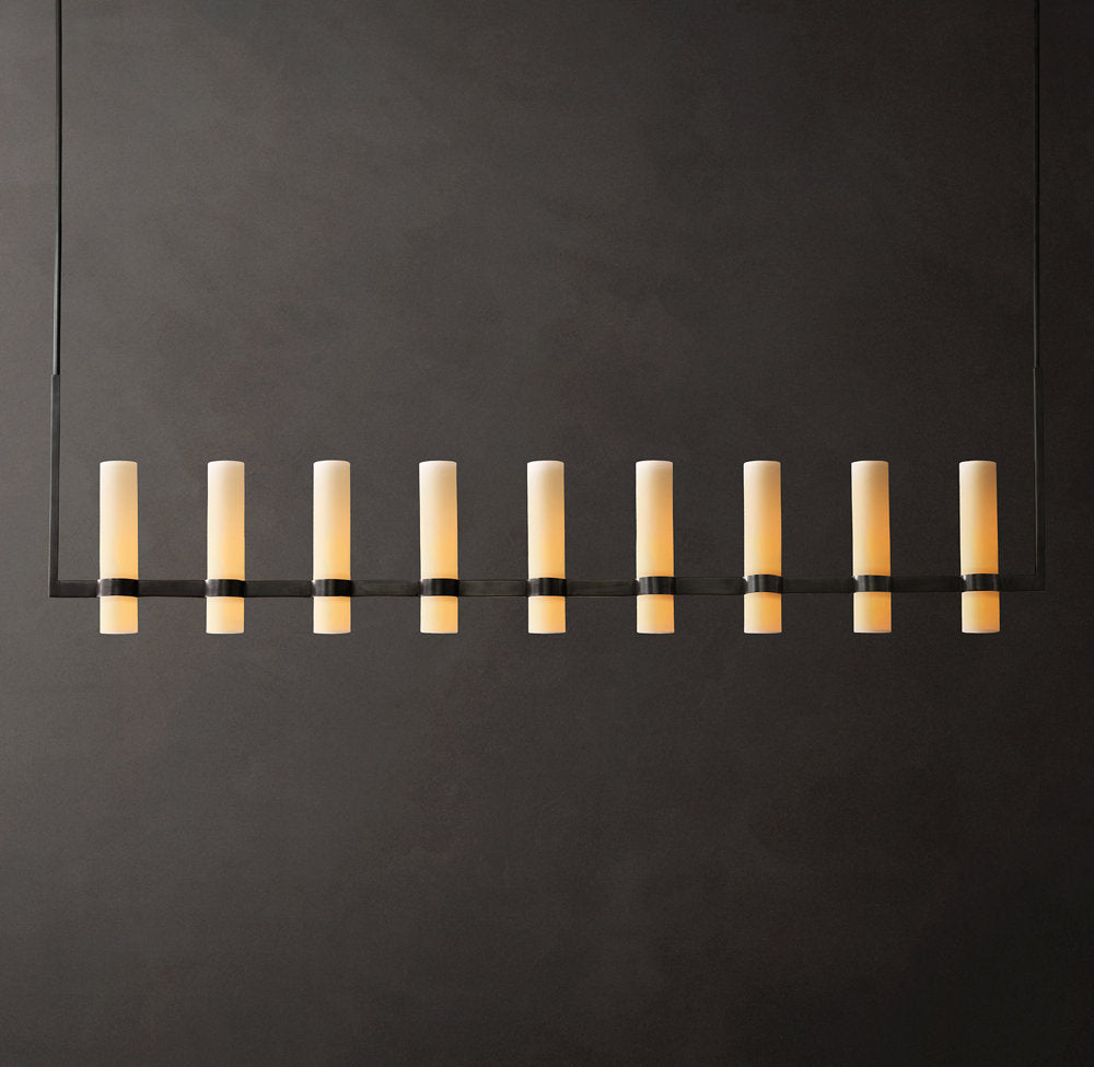 Ravelle Linear Milk Glass Chandelier 71"