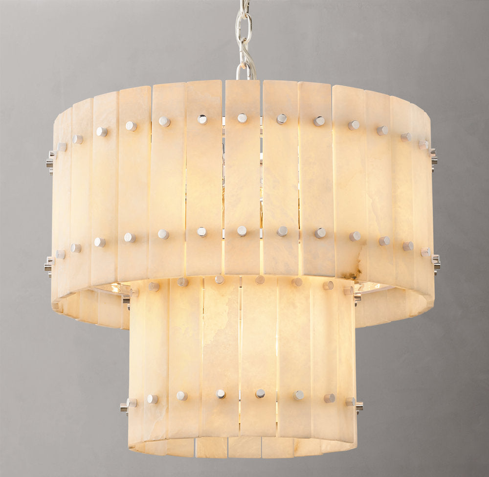 San Marco Alabaster Round Tiered Chandelier 22"