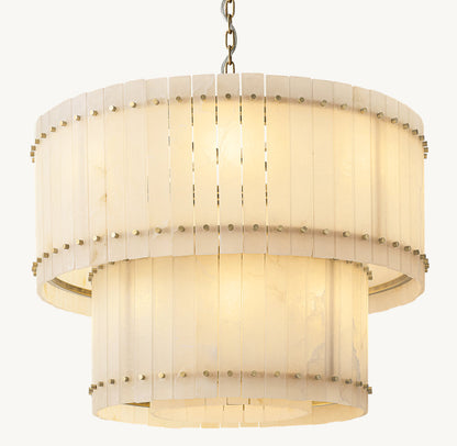 San Marco Alabaster Round Tiered Chandelier 37"