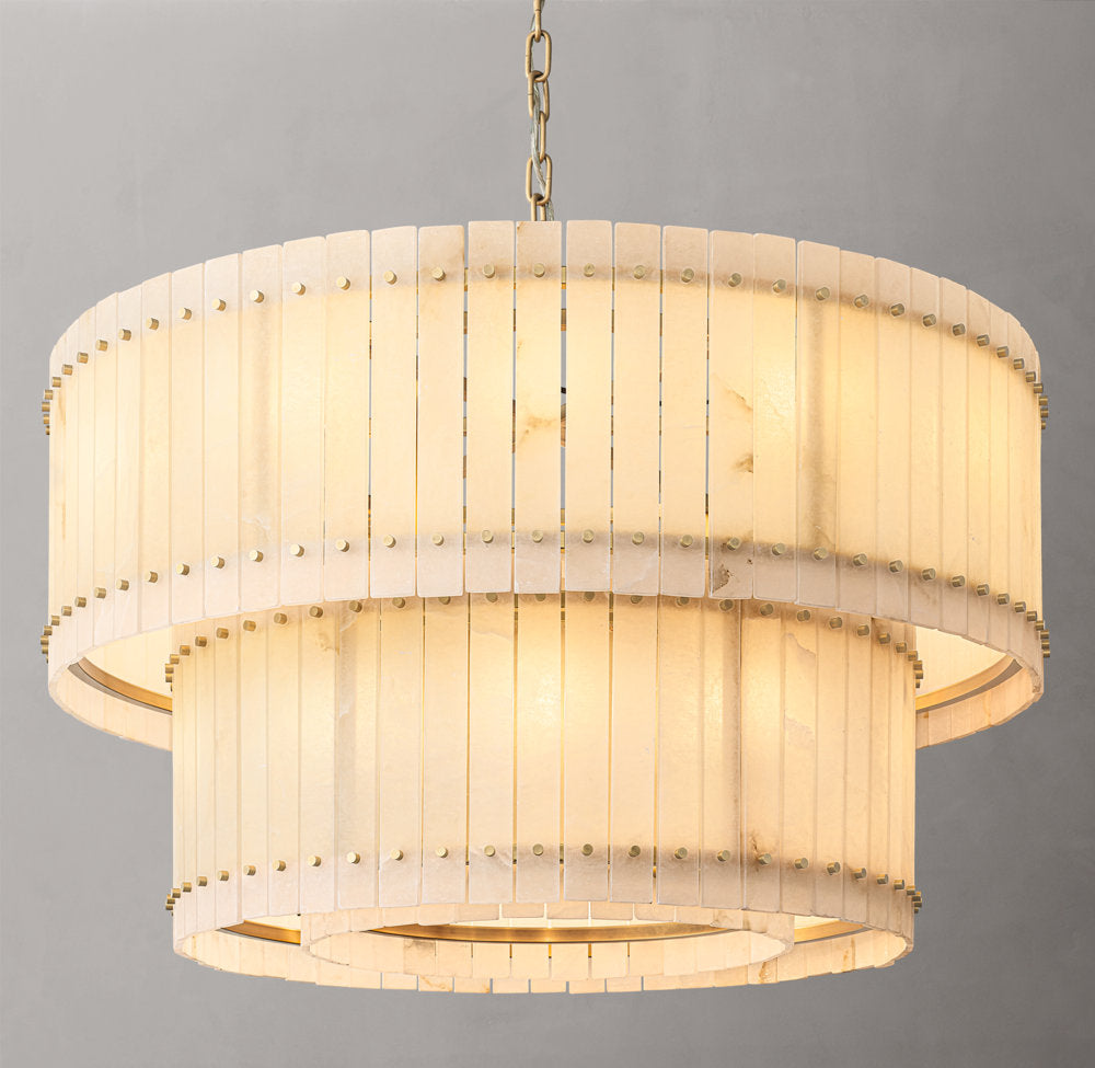 San Marco Alabaster Round Tiered Chandelier 48"