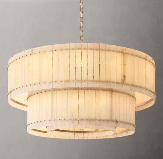 San Marco Alabaster Round Tiered Chandelier 60"