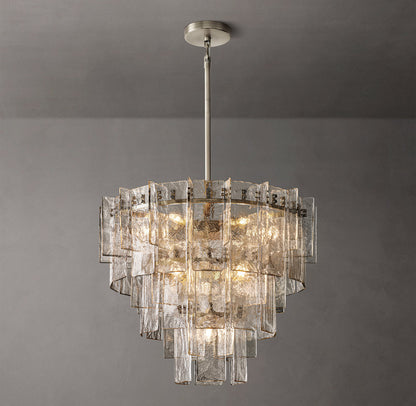 Lattice Clear Glass Tiered Round Chandelier 36"
