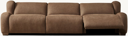 Marc茅 Recliner Modular Leather 3-Piece Sofa