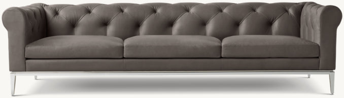 Italia Leather Chesterfield 3-Cushion Sofa - Metal Base