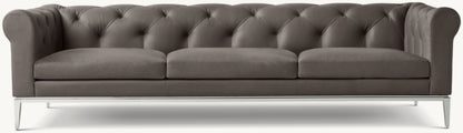 Italia Leather Chesterfield 3-Cushion Sofa - Metal Base