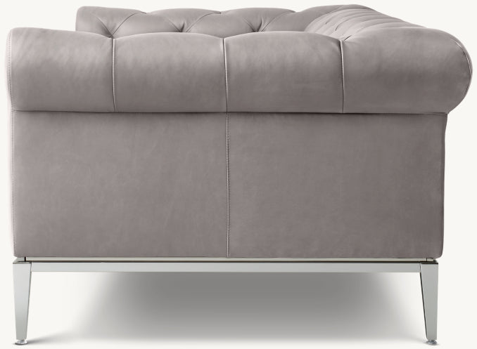 Italia Leather Chesterfield 3-Cushion Sofa - Metal Base
