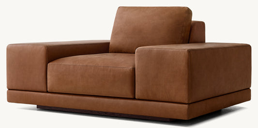 Cortona Leather Full Cushion Back Wide-Arm Chair