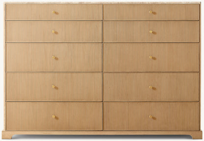 Genevieve Emperador Reeded 10-Drawer Dresser