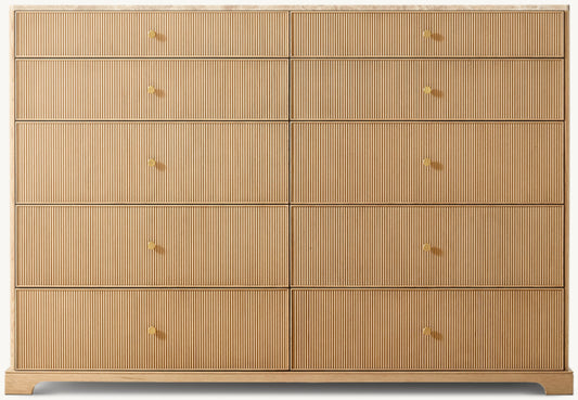 Genevieve Emperador Reeded 10-Drawer Dresser
