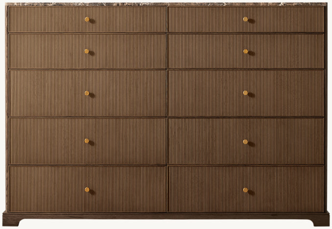 Genevieve Emperador Reeded 10-Drawer Dresser