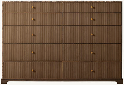Genevieve Emperador Reeded 10-Drawer Dresser