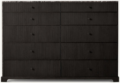 Genevieve Emperador Reeded 10-Drawer Dresser