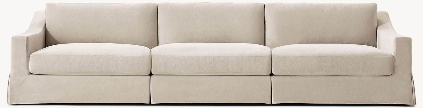 Modena Slipcovered Modular Slope Arm 3-Piece Sofa