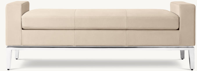 Italia Leather End-of-Bed Bench - Metal Base