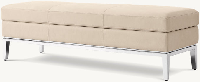 Italia Leather End-of-Bed Storage Bench - Metal Base