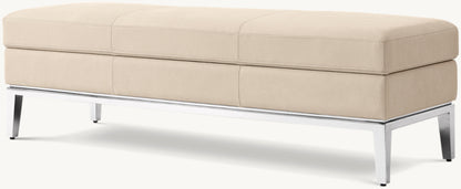 Italia Leather End-of-Bed Storage Bench - Metal Base