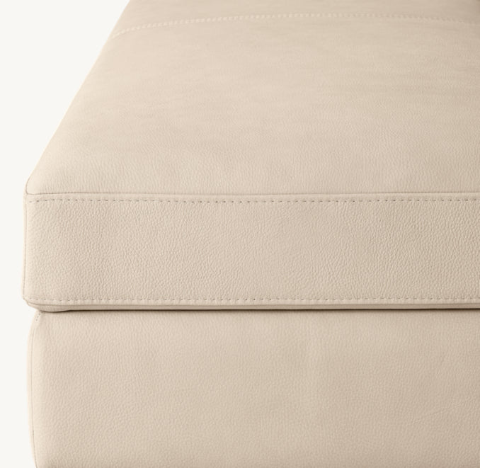 Italia Leather End-of-Bed Storage Bench - Metal Base