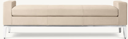 Italia Leather End-of-Bed Bench - Metal Base