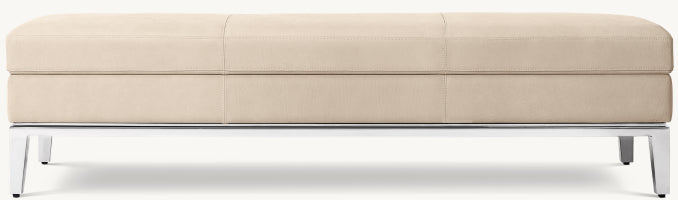 Italia Leather End-of-Bed Storage Bench - Metal Base