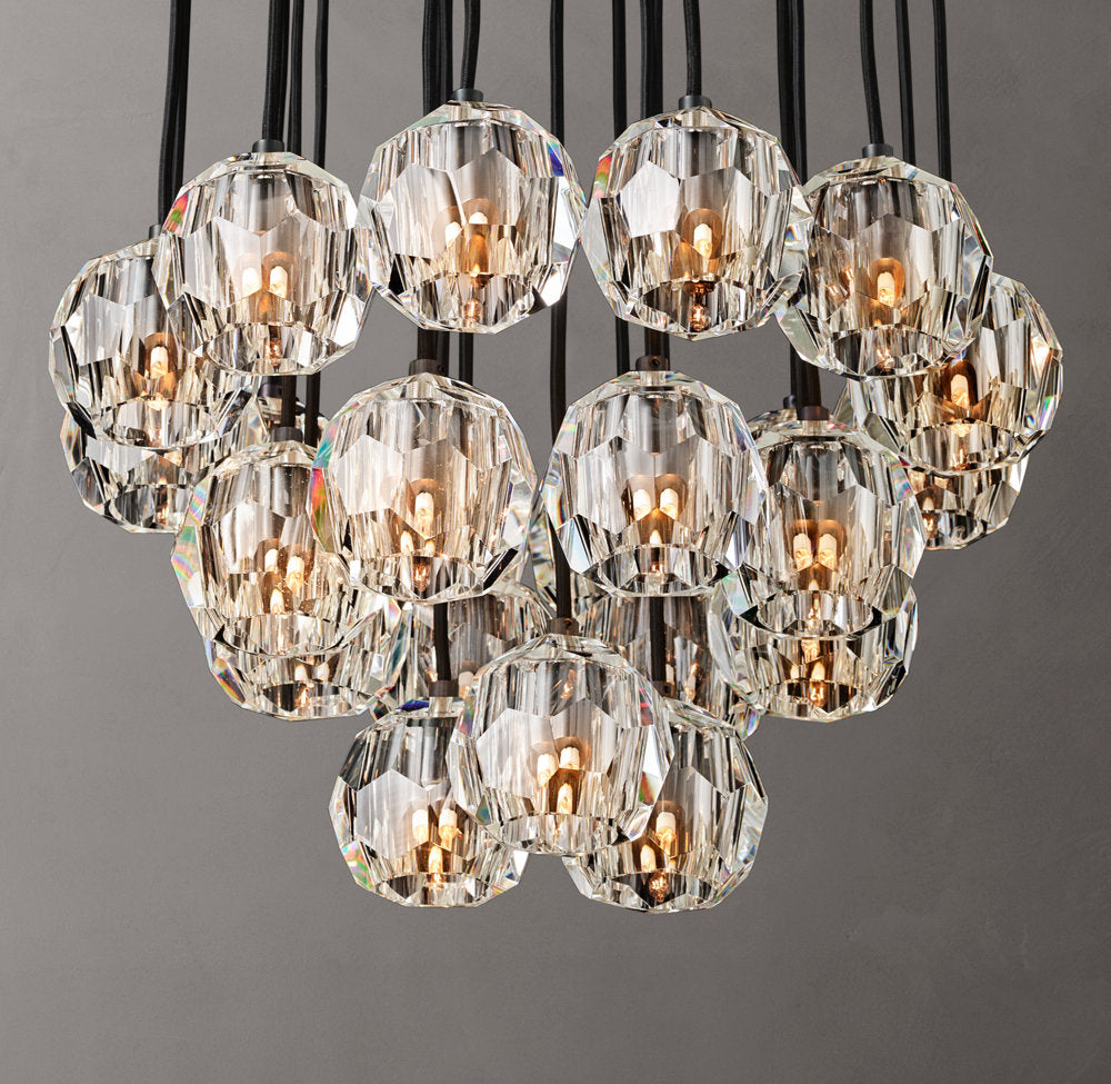 Boule De Cristal Clear Glass Round Cluster Chandelier 24"
