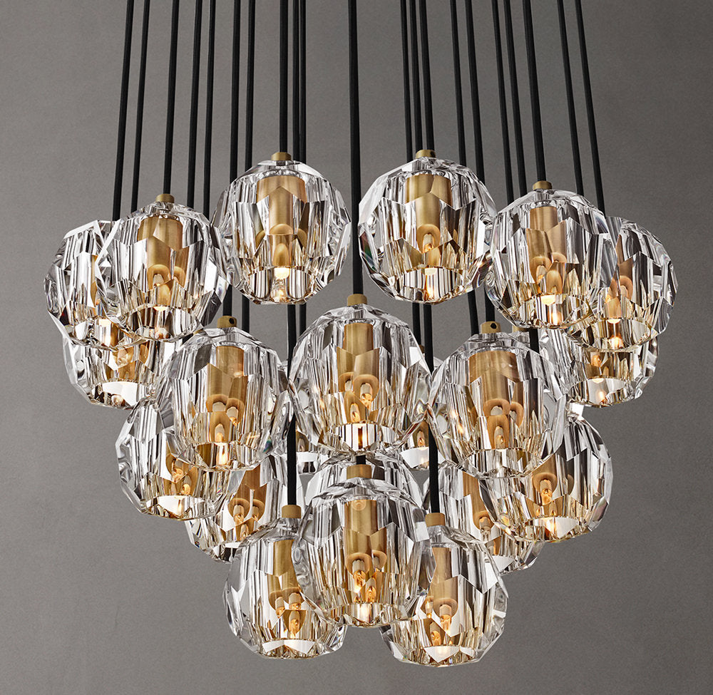 Boule De Cristal Clear Glass Round Cluster Chandelier 24"