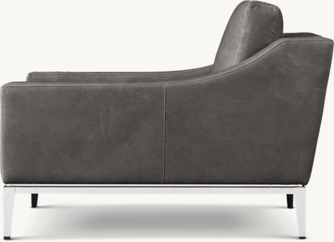 Italia Slope Arm Leather Chair - Metal Base