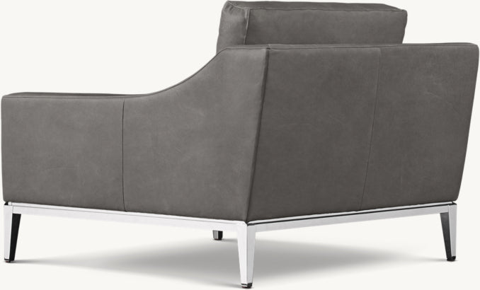Italia Slope Arm Leather Chair - Metal Base