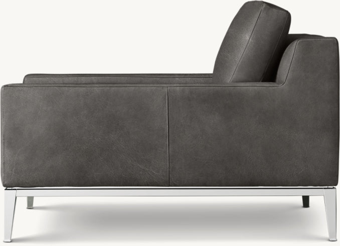 Italia Track Arm Leather Chair - Metal Base
