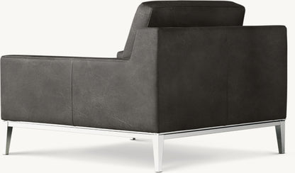 Italia Track Arm Leather Chair - Metal Base
