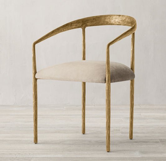 Thaddeus Curved Leather Dining Armchair