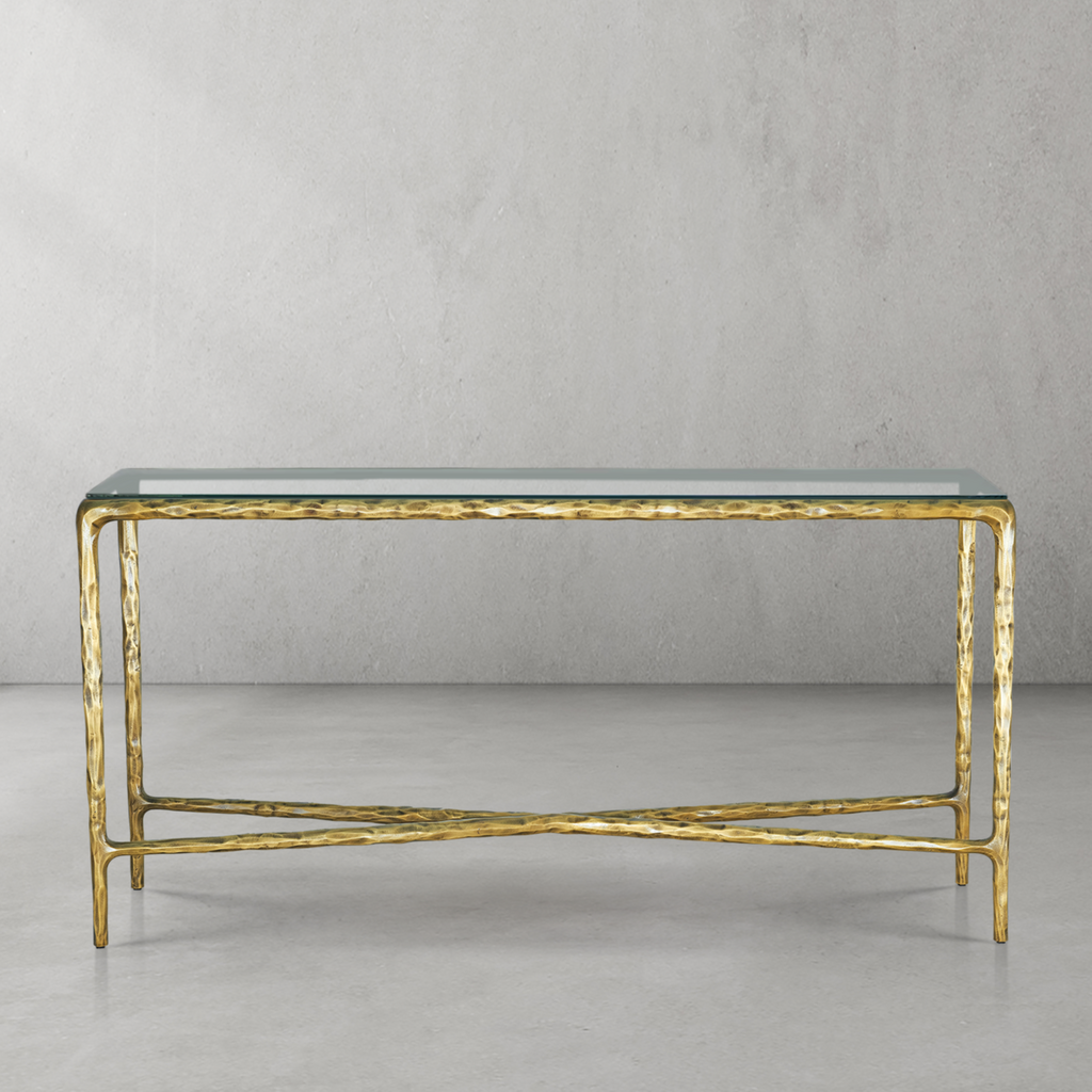 Thaddeus Rectangle Glass Console Table 60" 72"